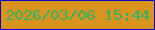 文字の大きさ：5、枠の色：1004c2、背景の色：da931e、文字の色：32b467 無料ブログパーツのブログ時計