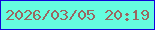 文字の大きさ：5、枠の色：1005db、背景の色：65fddf、文字の色：9a6661 無料ブログパーツのブログ時計