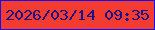 文字の大きさ：5、枠の色：100ff1、背景の色：f33b31、文字の色：1a1189 無料ブログパーツのブログ時計