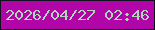 文字の大きさ：3、枠の色：10101f、背景の色：b105a8、文字の色：add6bb 無料ブログパーツのブログ時計