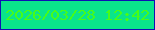 文字の大きさ：3、枠の色：1010b4、背景の色：0ae58b、文字の色：46fc18 無料ブログパーツのブログ時計