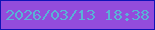 文字の大きさ：5、枠の色：1013b7、背景の色：934cdc、文字の色：59b2d6 無料ブログパーツのブログ時計