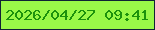 文字の大きさ：3、枠の色：102235、背景の色：9af848、文字の色：1c920c 無料ブログパーツのブログ時計