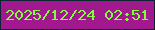 文字の大きさ：3、枠の色：102335、背景の色：a2188e、文字の色：7ffc3e 無料ブログパーツのブログ時計
