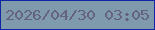 文字の大きさ：5、枠の色：1026a6、背景の色：7f9aaa、文字の色：656280 無料ブログパーツのブログ時計