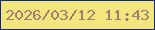 文字の大きさ：4、枠の色：102980、背景の色：f2e67c、文字の色：a57c70 無料ブログパーツのブログ時計