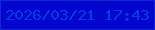 文字の大きさ：2、枠の色：1029cf、背景の色：0405ce、文字の色：023de8 無料ブログパーツのブログ時計