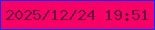 文字の大きさ：1、枠の色：102cff、背景の色：f70166、文字の色：6e0144 無料ブログパーツのブログ時計