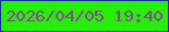 文字の大きさ：3、枠の色：102d9a、背景の色：26ee08、文字の色：8a4698 無料ブログパーツのブログ時計