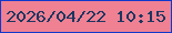 文字の大きさ：4、枠の色：1039cb、背景の色：ef8193、文字の色：1d3661 無料ブログパーツのブログ時計