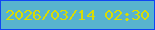 文字の大きさ：5、枠の色：1046f3、背景の色：58b4ce、文字の色：d8dc04 無料ブログパーツのブログ時計