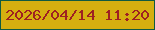文字の大きさ：4、枠の色：105a42、背景の色：d5af10、文字の色：9e2022 無料ブログパーツのブログ時計