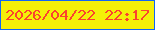 文字の大きさ：3、枠の色：1066f6、背景の色：f4f008、文字の色：fb432e 無料ブログパーツのブログ時計