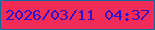 文字の大きさ：3、枠の色：10699d、背景の色：f02b57、文字の色：2c14cf 無料ブログパーツのブログ時計