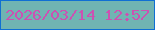 文字の大きさ：5、枠の色：106fd3、背景の色：70b4b2、文字の色：cc51b2 無料ブログパーツのブログ時計