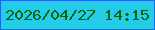 文字の大きさ：5、枠の色：1070e1、背景の色：25cce7、文字の色：016512 無料ブログパーツのブログ時計