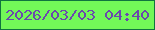 文字の大きさ：3、枠の色：10743f、背景の色：72f858、文字の色：6a48ad 無料ブログパーツのブログ時計