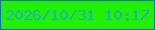 文字の大きさ：3、枠の色：1074a3、背景の色：21f002、文字の色：17b3b9 無料ブログパーツのブログ時計