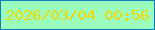 文字の大きさ：5、枠の色：107ebe、背景の色：9afcbc、文字の色：f3d807 無料ブログパーツのブログ時計