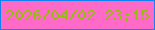文字の大きさ：3、枠の色：1082f5、背景の色：ff69c8、文字の色：90c005 無料ブログパーツのブログ時計