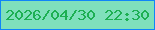 文字の大きさ：1、枠の色：1085f8、背景の色：7fe0bc、文字の色：1daf53 無料ブログパーツのブログ時計