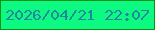 文字の大きさ：5、枠の色：108f12、背景の色：0dfa82、文字の色：24859e 無料ブログパーツのブログ時計