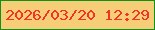 文字の大きさ：1、枠の色：109119、背景の色：f6ce78、文字の色：f23424 無料ブログパーツのブログ時計