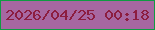 文字の大きさ：3、枠の色：109b42、背景の色：a767a1、文字の色：8c1d40 無料ブログパーツのブログ時計