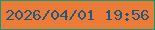 文字の大きさ：4、枠の色：109b77、背景の色：eb7b36、文字の色：20587f 無料ブログパーツのブログ時計