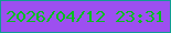 文字の大きさ：4、枠の色：109c93、背景の色：9d4ff0、文字の色：05bf1e 無料ブログパーツのブログ時計