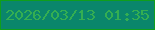 文字の大きさ：4、枠の色：109e1c、背景の色：0a866b、文字の色：34ae52 無料ブログパーツのブログ時計