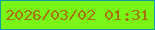文字の大きさ：4、枠の色：109e9f、背景の色：79f618、文字の色：a7710b 無料ブログパーツのブログ時計