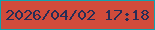 文字の大きさ：2、枠の色：10a3ae、背景の色：d14b3b、文字の色：272d56 無料ブログパーツのブログ時計