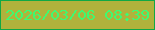 文字の大きさ：2、枠の色：10a845、背景の色：b0b23c、文字の色：3efa70 無料ブログパーツのブログ時計
