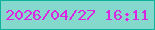文字の大きさ：4、枠の色：10b19c、背景の色：84d9cc、文字の色：db25e1 無料ブログパーツのブログ時計