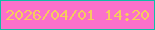 文字の大きさ：1、枠の色：10bda7、背景の色：fb71ca、文字の色：f6cc5d 無料ブログパーツのブログ時計