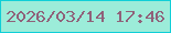 文字の大きさ：1、枠の色：10cfd7、背景の色：9cecd9、文字の色：90617a 無料ブログパーツのブログ時計