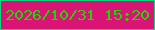 文字の大きさ：1、枠の色：10d57f、背景の色：d91474、文字の色：23d407 無料ブログパーツのブログ時計
