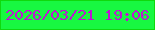 文字の大きさ：1、枠の色：10d90d、背景の色：18f841、文字の色：be16d2 無料ブログパーツのブログ時計