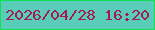 文字の大きさ：4、枠の色：10e053、背景の色：5acdba、文字の色：a01c51 無料ブログパーツのブログ時計