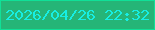 文字の大きさ：1、枠の色：10e098、背景の色：25b577、文字の色：17eee2 無料ブログパーツのブログ時計