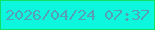 文字の大きさ：5、枠の色：10e163、背景の色：0df7de、文字の色：56a0b6 無料ブログパーツのブログ時計