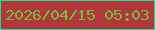 文字の大きさ：5、枠の色：10e78c、背景の色：b4363d、文字の色：72bf3d 無料ブログパーツのブログ時計