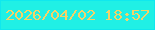 文字の大きさ：4、枠の色：10e8ee、背景の色：20f0e5、文字の色：f5d368 無料ブログパーツのブログ時計