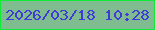 文字の大きさ：1、枠の色：10eb39、背景の色：7fbc90、文字の色：403ad9 無料ブログパーツのブログ時計