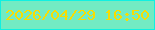 文字の大きさ：3、枠の色：10f0e1、背景の色：72ebc3、文字の色：f8dd02 無料ブログパーツのブログ時計