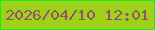 文字の大きさ：2、枠の色：10f116、背景の色：9fd11b、文字の色：8f5466 無料ブログパーツのブログ時計