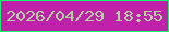 文字の大きさ：1、枠の色：10fb6b、背景の色：bf21aa、文字の色：aed49d 無料ブログパーツのブログ時計