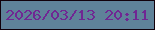 文字の大きさ：1、枠の色：11000a、背景の色：5f8299、文字の色：702793 無料ブログパーツのブログ時計