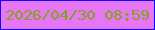 文字の大きさ：5、枠の色：1101f9、背景の色：e676f5、文字の色：83a216 無料ブログパーツのブログ時計